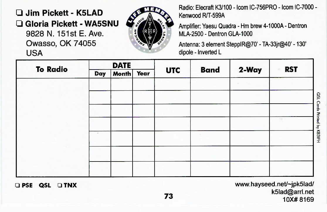 K5LAD QSL cards